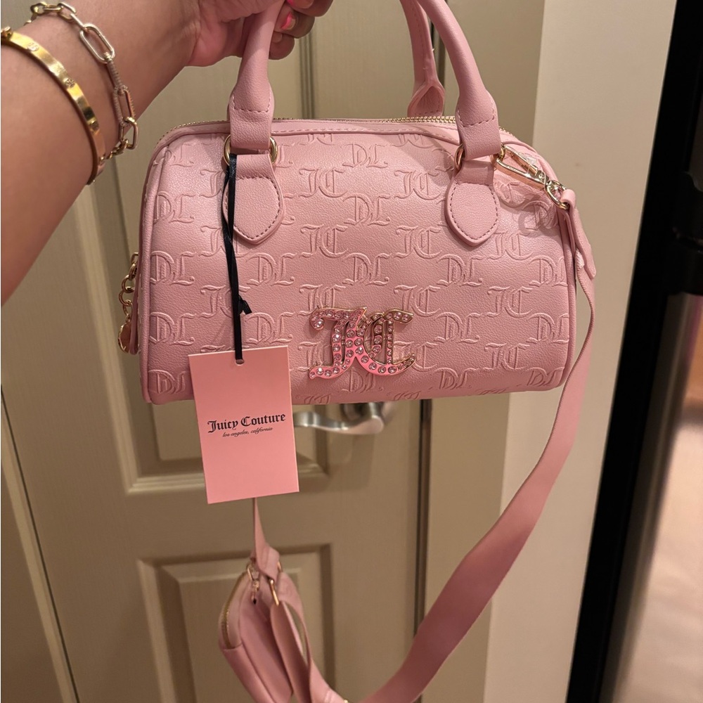 Juicy Couture Pink Mini Bag with Textured Design and Detachable Strap